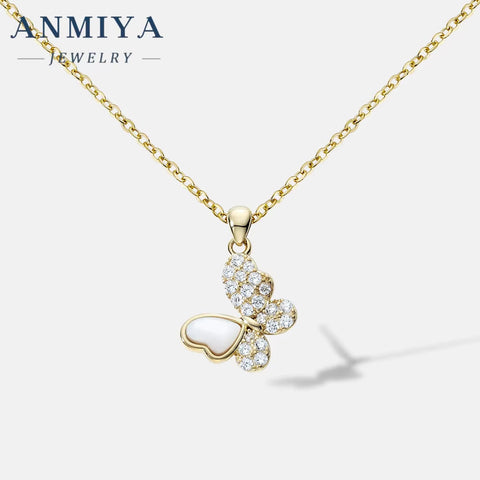 Fashion 925 Sterling Silver Pendant Necklace Gold Plated Butterfly Necklace Link Chain Fashion Jewelry Necklace for Women