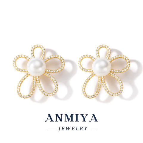 Trendy 925 Silver Jewelry Set, Modern Silver 925 Set for Women, Minimalist Sterling Silver Flower Jewelry,