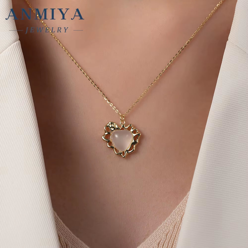 Custom Design Jewellery 925 Sterling Silver Jewelry Heart Cz Pendant Soul Mate Chalcedony Women Necklace
