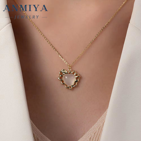 Custom Design Jewellery 925 Sterling Silver Jewelry Heart Cz Pendant Soul Mate Chalcedony Women Necklace