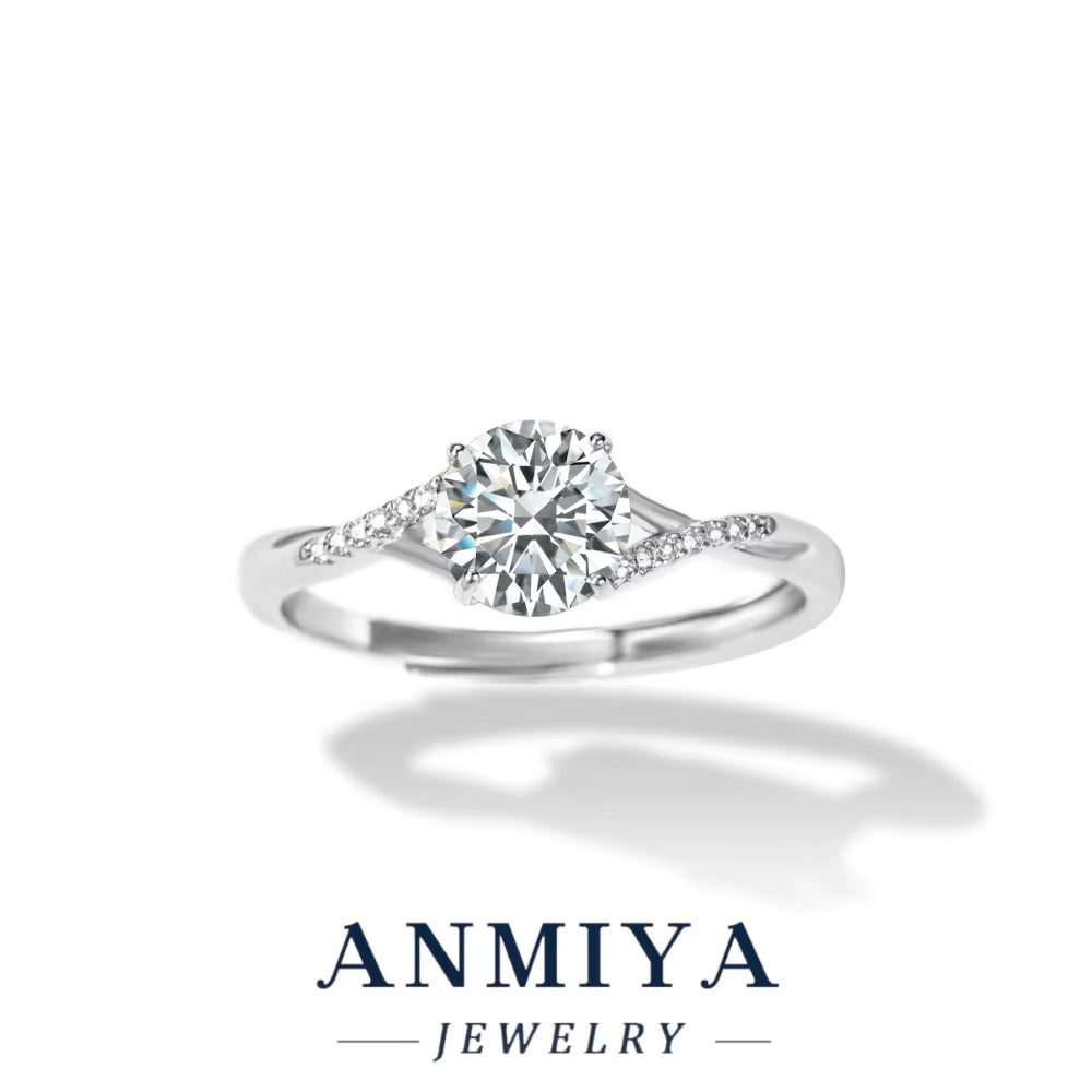 Mother'S Day Silver Jewelry - 925 Sterling Silver Moissanite Birthstone Ring with Custom Engraving Service