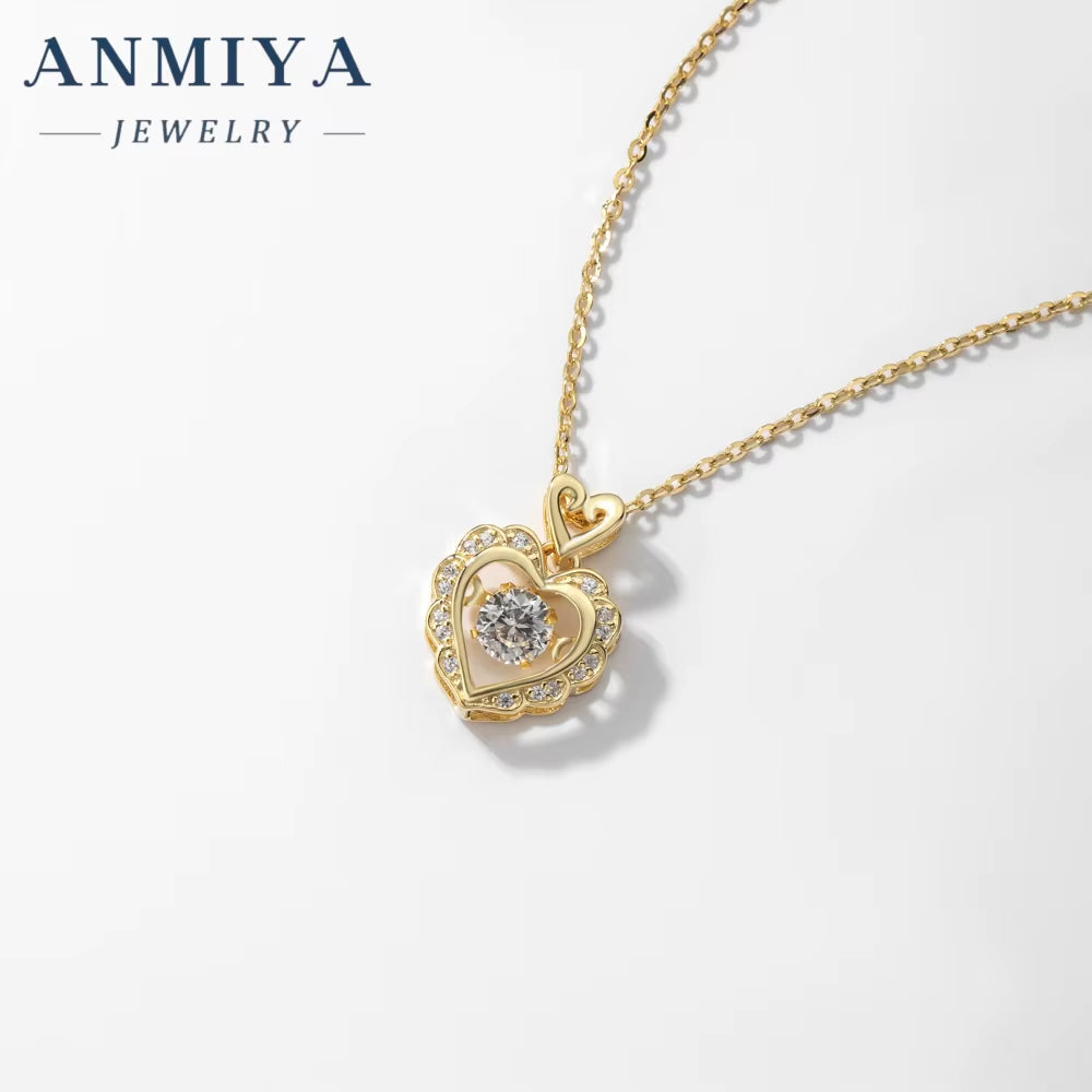 Sweet Girls Gift Love Heart Shape Women Bling Zircon Stone 925 Silver Plated Chain Cute Hollow Heart Pendant Necklace