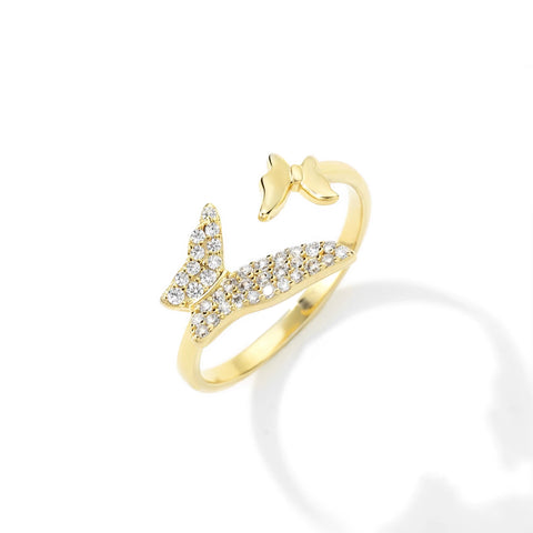 OEM Trendy 925 Silver 18K Gold Rhodium Plated Adjustable Butterfly Ring Multiple Layers Gifts 5A Cubic Zircon Rings Jewelry