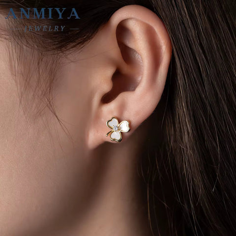 Fashion Jewelry Clover Flower Earring 18K Gold Plated with AAA Zircon Jewelry Earrings