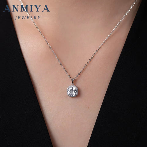 ANMIYA Factory Price Women Jewelry Wholesale Zircon Pendant Silver 925 Silver Necklace for Women