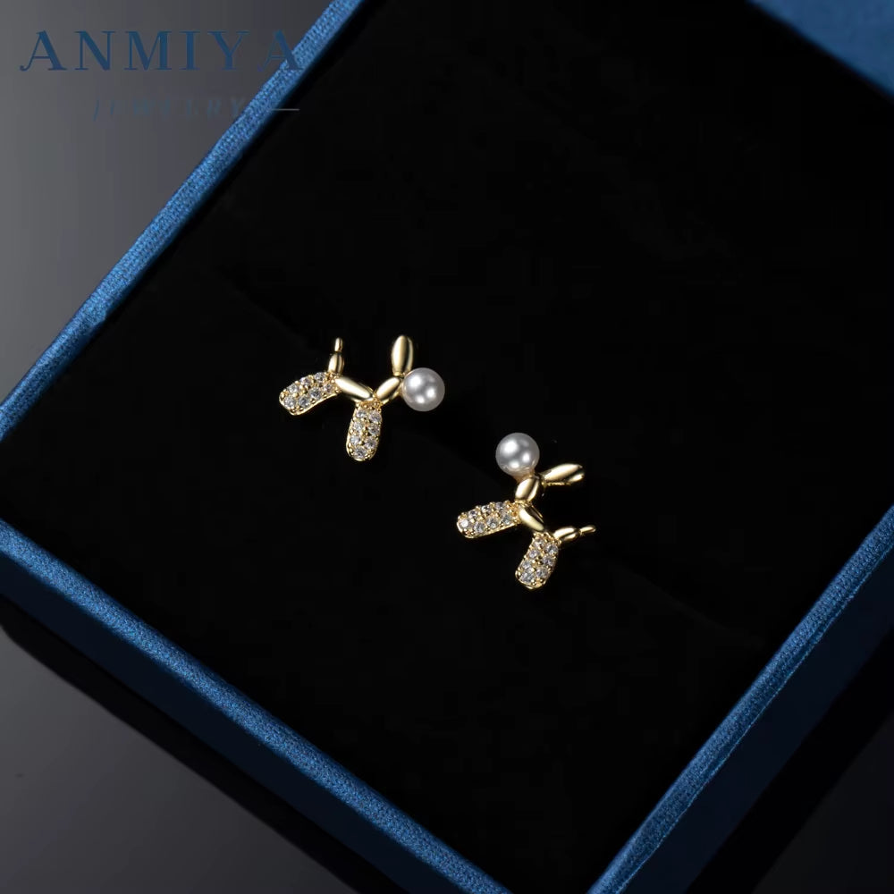 Wholesale Fashion Waterproof Gold Plating 925 Sterling Silver Puppy Dog Balloon Pendant Stud Earrings Jewelry for Women