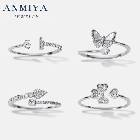 925 Sterling Silver Rings Big Zircon Stone Wholesale Jewelry Woman Snake Butterfly Flower Leaf OEM round Engagement Bands Rings