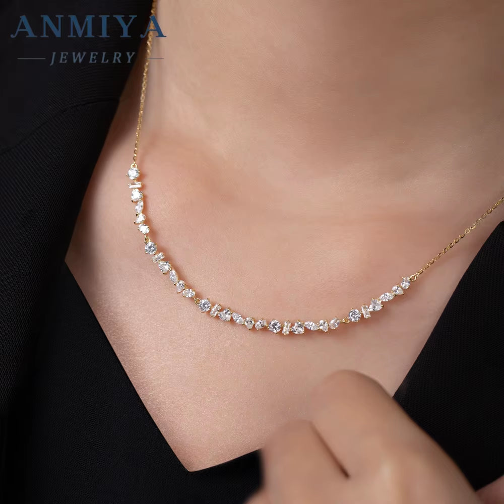 925 Sterling Silver Fashion Jewelry Girls Heart round Zircon Temperament Collarbone Necklace for Valentine'S Day