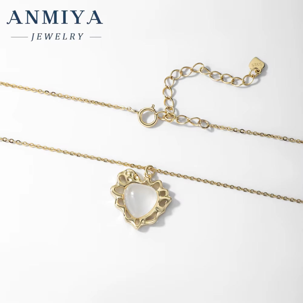 Custom Design Jewellery 925 Sterling Silver Jewelry Heart Cz Pendant Soul Mate Chalcedony Women Necklace