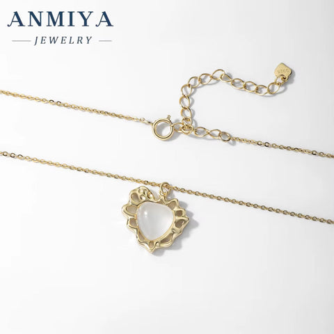 Custom Design Jewellery 925 Sterling Silver Jewelry Heart Cz Pendant Soul Mate Chalcedony Women Necklace