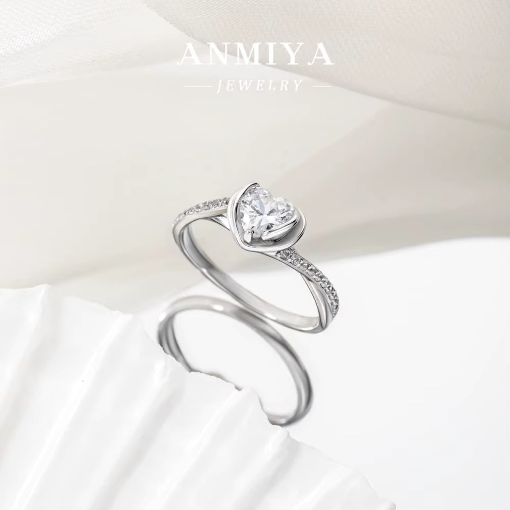 Factory Wholesale 5A CZ Hypoallergenic Waterproof 100% 925 Sterling Silver Promise Engagement Heart Rings