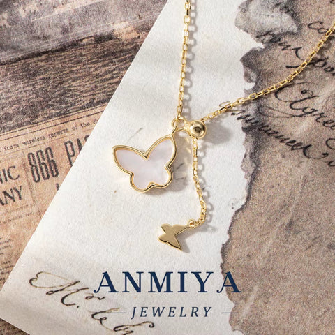 ANMIYA Fine Jewelry Jewelry Butterflies Shape Zircon S925 Sterling Silver Pendant Necklace