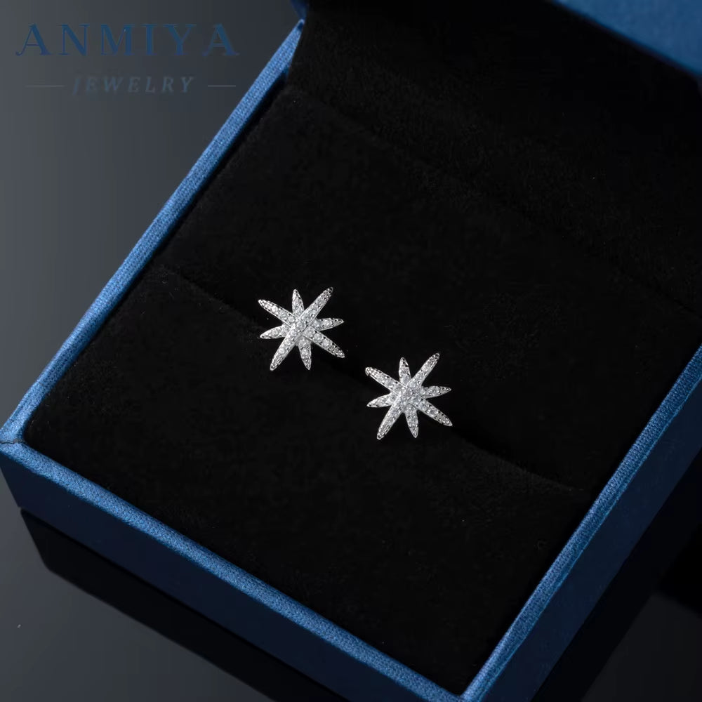 Manufacturer Female Earrings Octagram 925 Silver Classic Vintage Piercing Simple Earrings