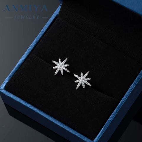 Manufacturer Female Earrings Octagram 925 Silver Classic Vintage Piercing Simple Earrings