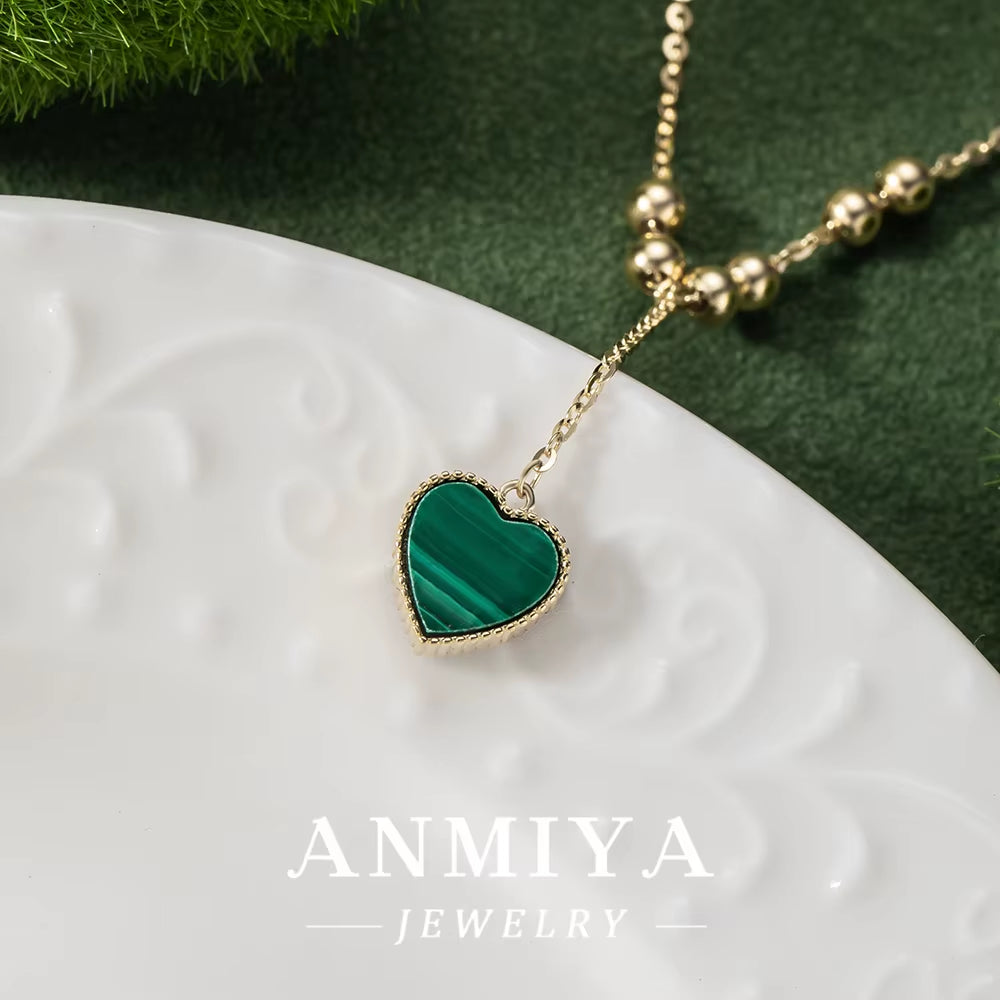 Elegant Silver Jewelry Collection: 925 Necklace with Stunning Malachite Gemstones - Perfect Gift for Her