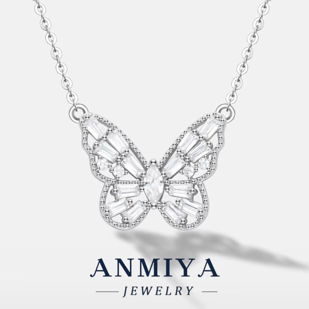 ANMIYA Stock Available Fine Jewelry Pendants Charms Women'S Ornament 925 Silver Butterfly Necklace