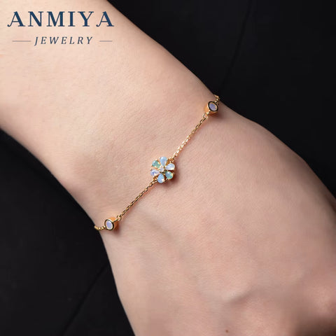 Fashion Style Flower Shape Cz Diamond 14K 18K 925 Silver Jewelry Gold Women Bracelet for Girls Custom Bracelets