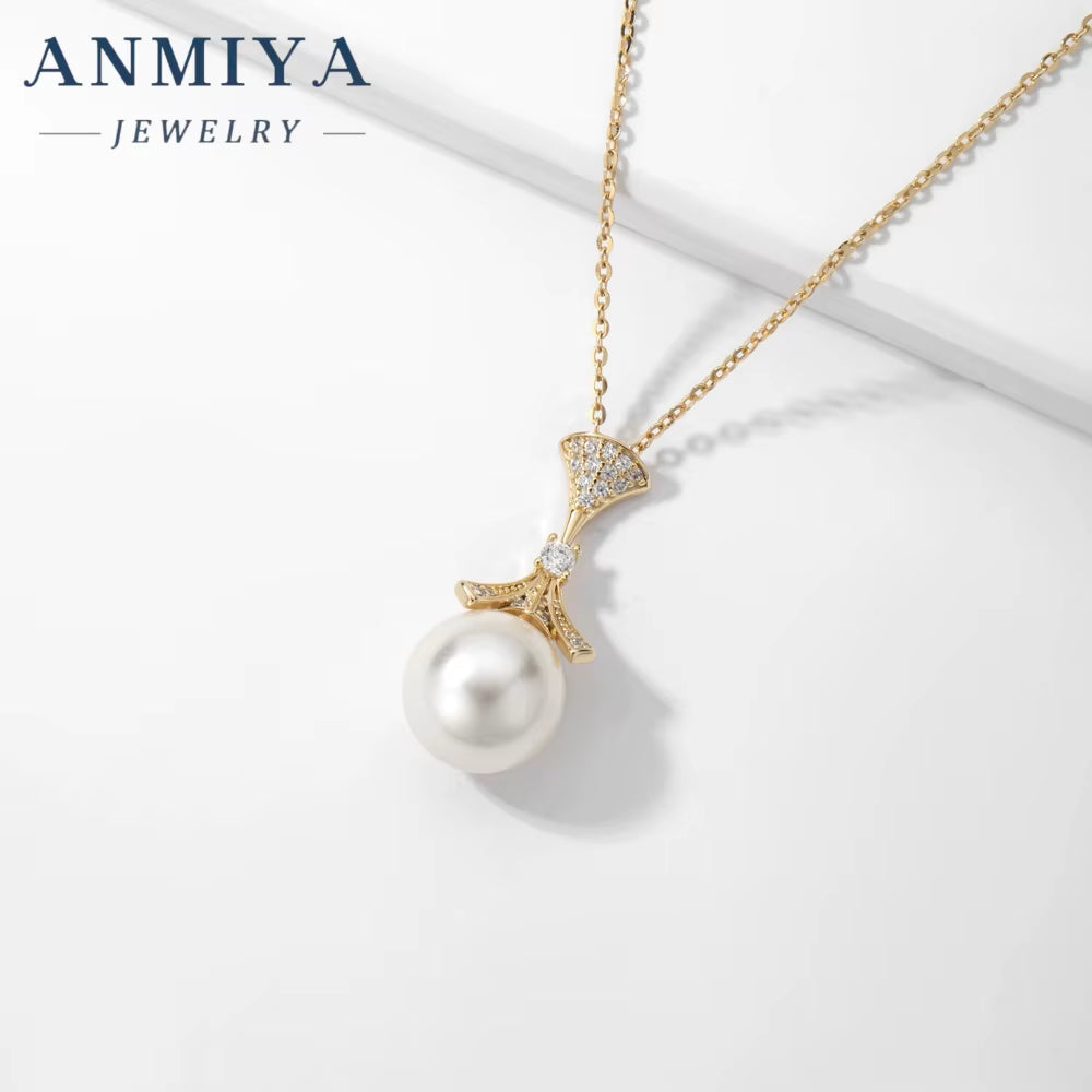 ANMIYA Pearl Accessory Jewelry Sterling 925 Silver Pendant Charm Fashion Chains Couple Luxury Pearl Jewelry Necklace for Women