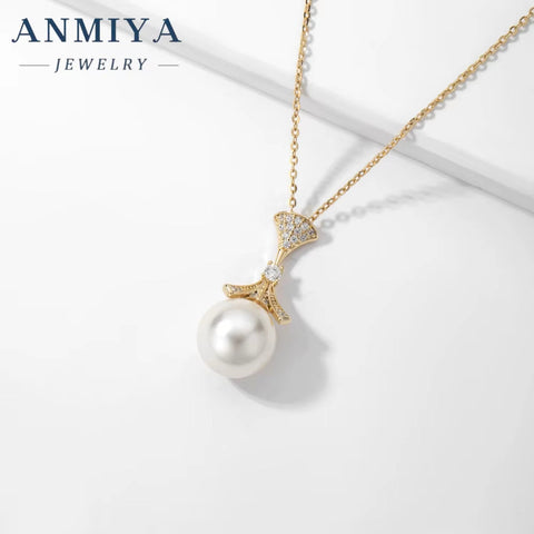 ANMIYA Pearl Accessory Jewelry Sterling 925 Silver Pendant Charm Fashion Chains Couple Luxury Pearl Jewelry Necklace for Women