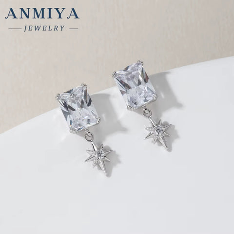 New Tide Geometry Zircon Star Stud Earrings New Stye 2024 Hot Sale Dangling Rhinestone Earrings for Women