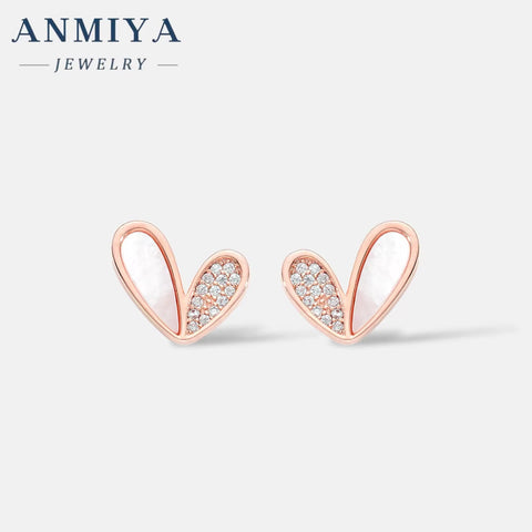 Womens Jewelry Earrings Engagement Wedding Bridal Brilliant Shining Zircon Diamond Silver Luxury Heart Stud Earrings