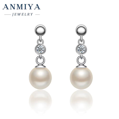 MIYA Fashion Jewelry Earrings S925 Sterling Silver Freshwater Pearl Hanging Earrings Charm Pearl Stud Earringsan