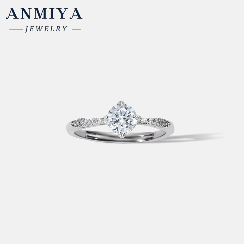 Manufacturer Factory Wholesale Zircon White 925 Silver Custom 925 Sterling Silver Womens Engagement Ringhot