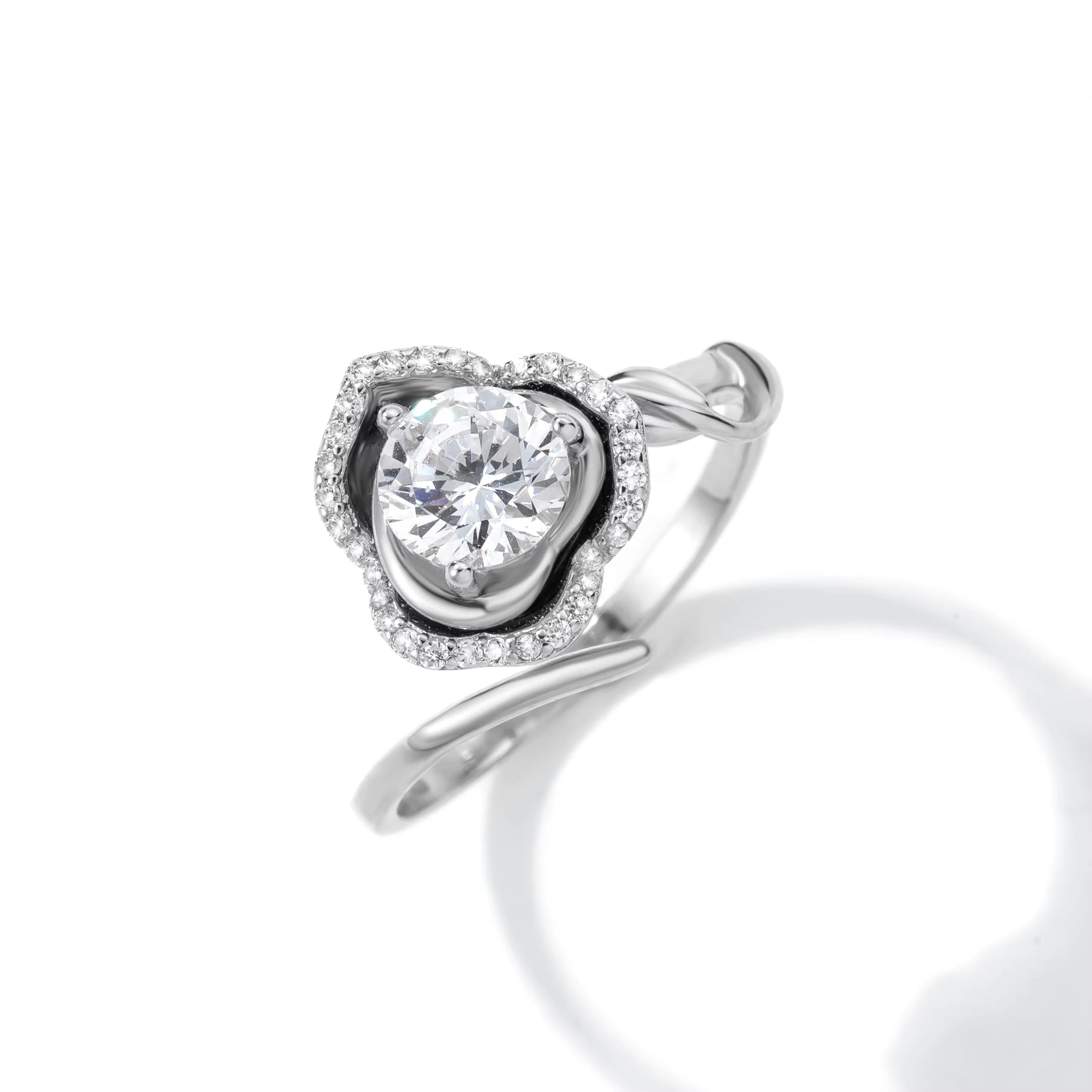 Wholesale 925 Sterling Silver White Gold Plated 5A Zircon Wedding Ring Set Women Fine Jewelry