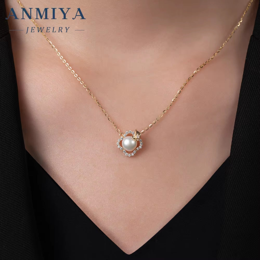 INS Trendy Fashion Four Leaf Clover Freshwater Pearl Necklace Earrings Set Stylish 925 Sterling Silver Jewelry Accessory Girls