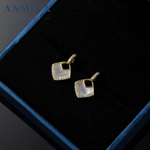 Wholesale Rhombus Earrings Women S925 Silver 18K Gold Cubic Zirconia Stud Dangle Stud Earrings for Women Fashion Jewlery