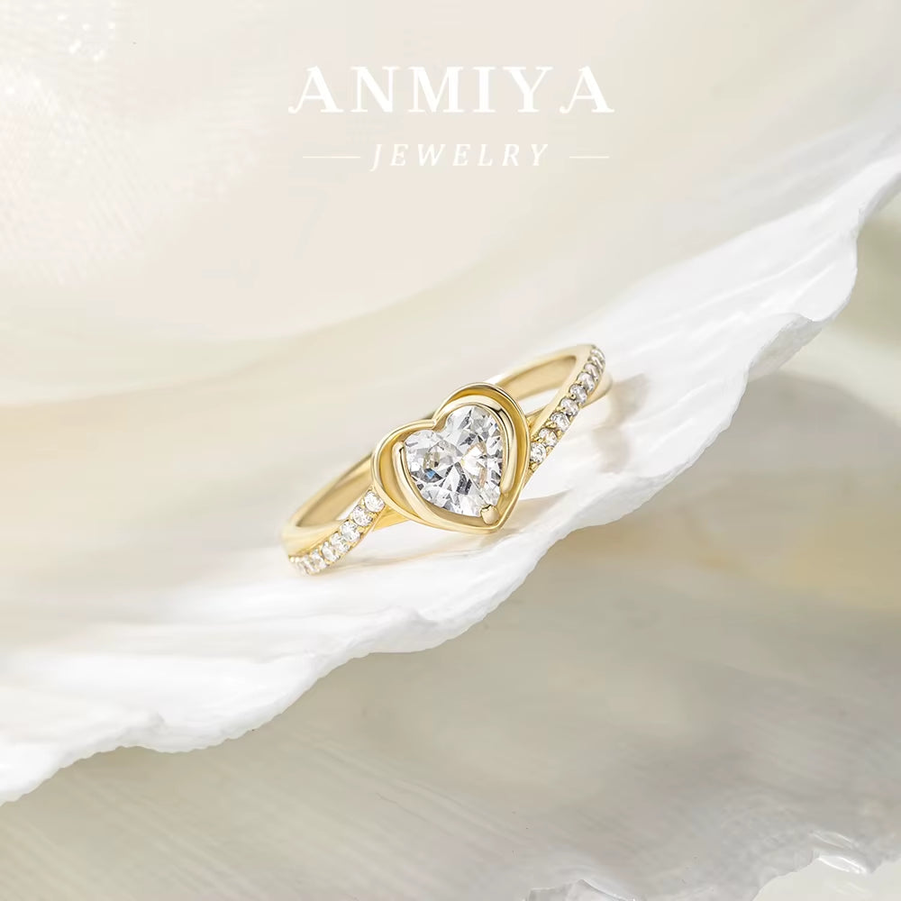 Factory Wholesale 5A CZ Hypoallergenic Waterproof 100% 925 Sterling Silver Heart Rings