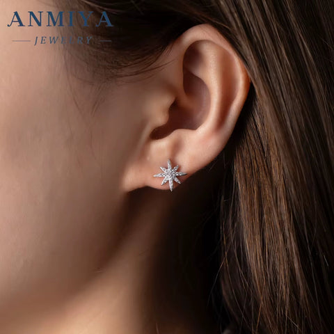 Manufacturer Female Earrings Octagram 925 Silver Classic Vintage Piercing Simple Earrings