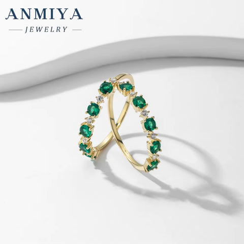 Manufacturer 925 Sterling Silver Green Cubic Zirconia Band round Cut Rings for Women Promise Ring for Couples