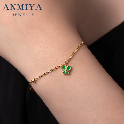The New S925 Sterling Silver Butterfly Bracelet for Women Green Butterfly Luxury Hand Jewelry