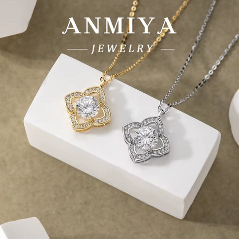 Cubic Zirconia Necklace Jewelry Silver Necklace 925 Sterling Four Leave Clover Dainty Choker 4 Leaf Clover Necklace