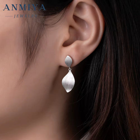 ANMIYA 925 Sterling Silver 14K Gold Plated Fashionable Leaf Stud Earrings Waterproof Anti-Allergy Earring for Party & Gift