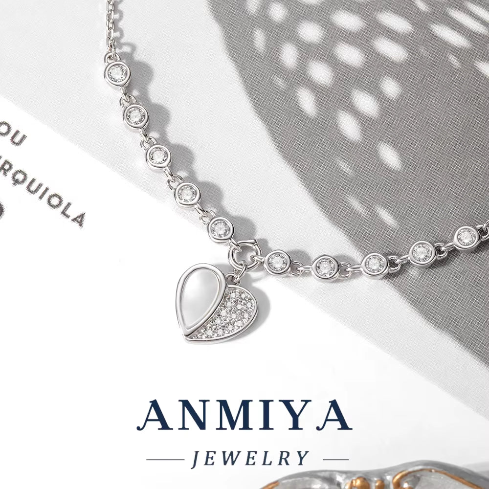 Silver Jewelry Durable Clover Bracelet, Geometric Heart Charm for Beach Vacation