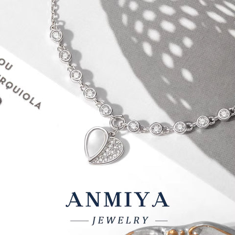 Silver Jewelry Durable Clover Bracelet, Geometric Heart Charm for Beach Vacation