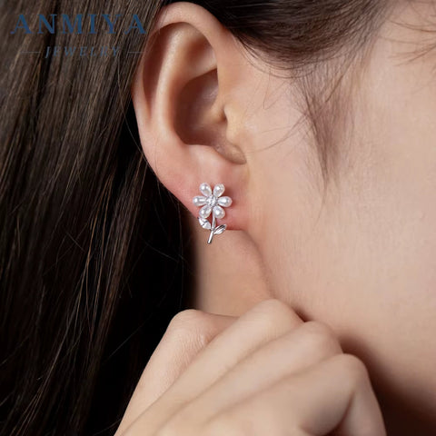 ANMIYA Korean INS Summer Sweet Earrings Women Fashion Jewelry Earrings Flower Stud Earrings for Gift