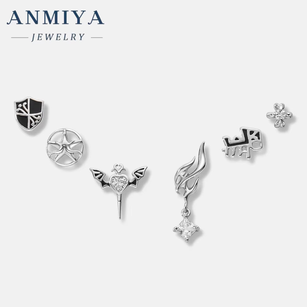 ANMIYA New Tide Dark Punk Small Stud Earrings 3 Pcs Set Piercing Earrings for Cool Girl