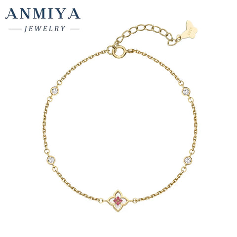 Simple Four Leaf Clover Pendant Four-Petal Flower Bracelet 925 Silver Fashion Accessories Bracelet Women