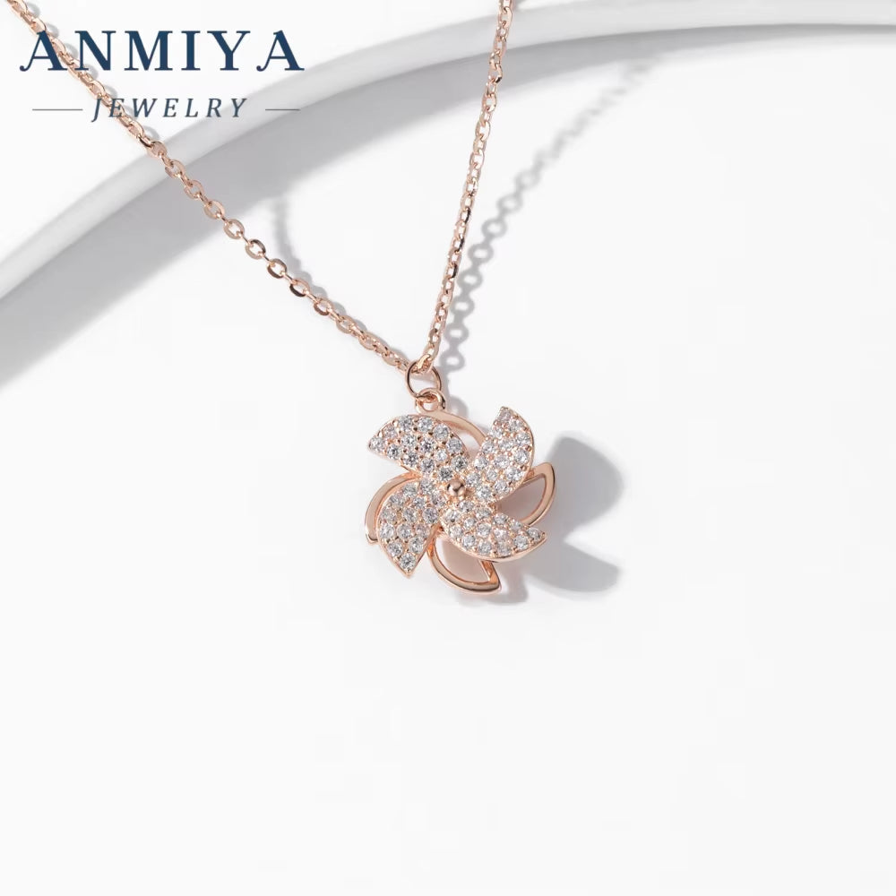 New Design Rotating Windmill Summer Fashionable S925 Silver 18K Gold Collarbone Necklace for Women