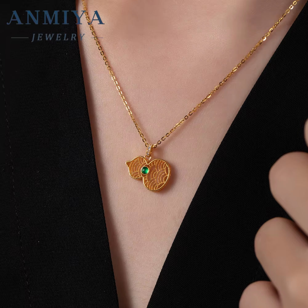 ANMIYA 925 Silver Calabash Shape Women Necklace Set Pearl Diamonds Pendant Necklace Fashion Jewelry for Women