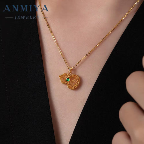 ANMIYA 925 Silver Calabash Shape Women Necklace Set Pearl Diamonds Pendant Necklace Fashion Jewelry for Women