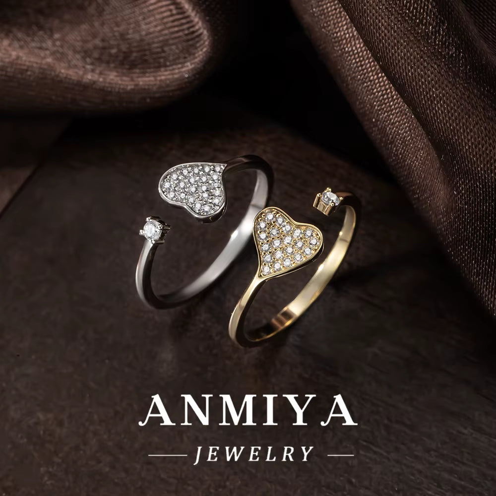 Minimalist Design Silver Heart Ring Adjustable Layering Stack Rings Women'S Fashion Jewelry for Jewelry Wholesale