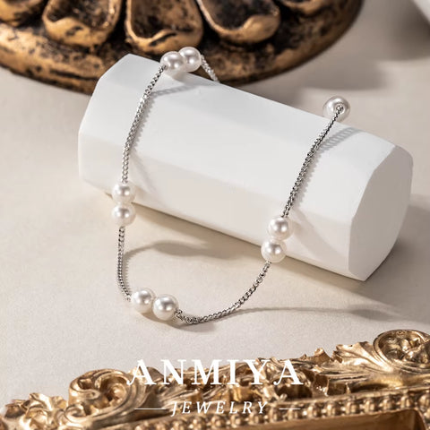 Handmade 925 Silver Jewelry Pearl Bracelet for Wedding Accessories with 6Mm Pearls and Sterling Clasp