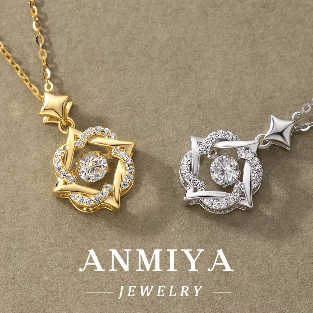 ANMIYA 925 Sterling Silver Necklace Girl Luxury Hexagram Pendant Necklace for Girlfriend