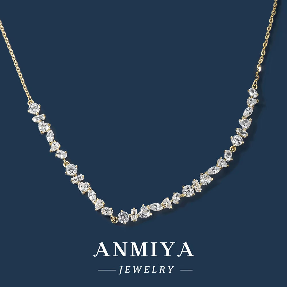 925 Sterling Silver Fashion Jewelry Girls Heart round Zircon Temperament Collarbone Necklace for Valentine'S Day