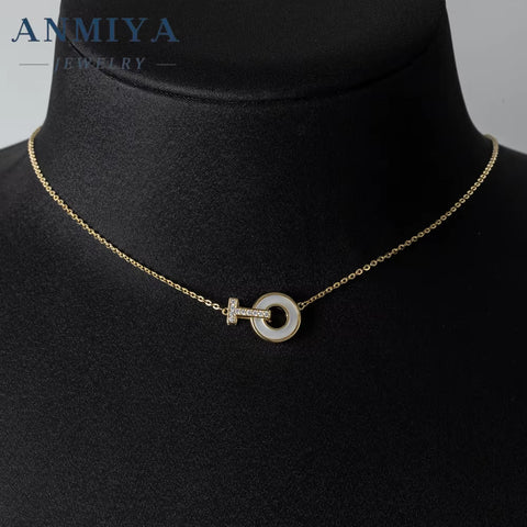 ANMIYA Fine Fashion Simple Fine High Quality T Shape round Collarbone Necklace for Women