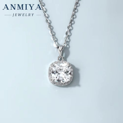 ANMIYA Factory Price Women Jewelry Wholesale Zircon Pendant Silver 925 Silver Necklace for Women